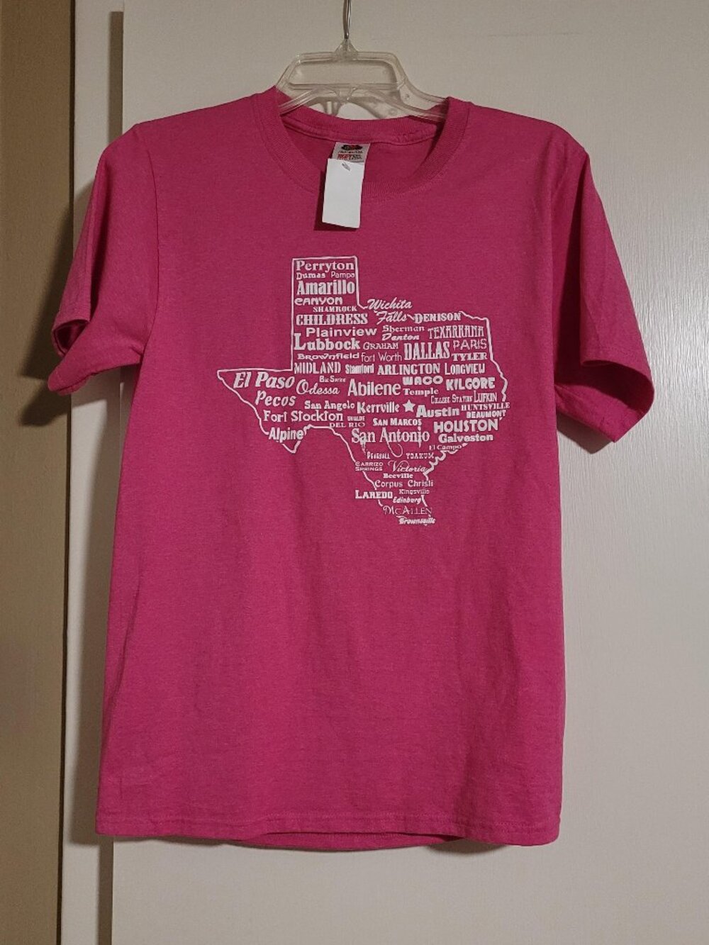 NWT! PInk TexStyles Texas Towns T-shirt, Size Small